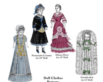 Digital - 1880 La Mode Illustree Pattern Book For 13" - 18" Antique Dolls