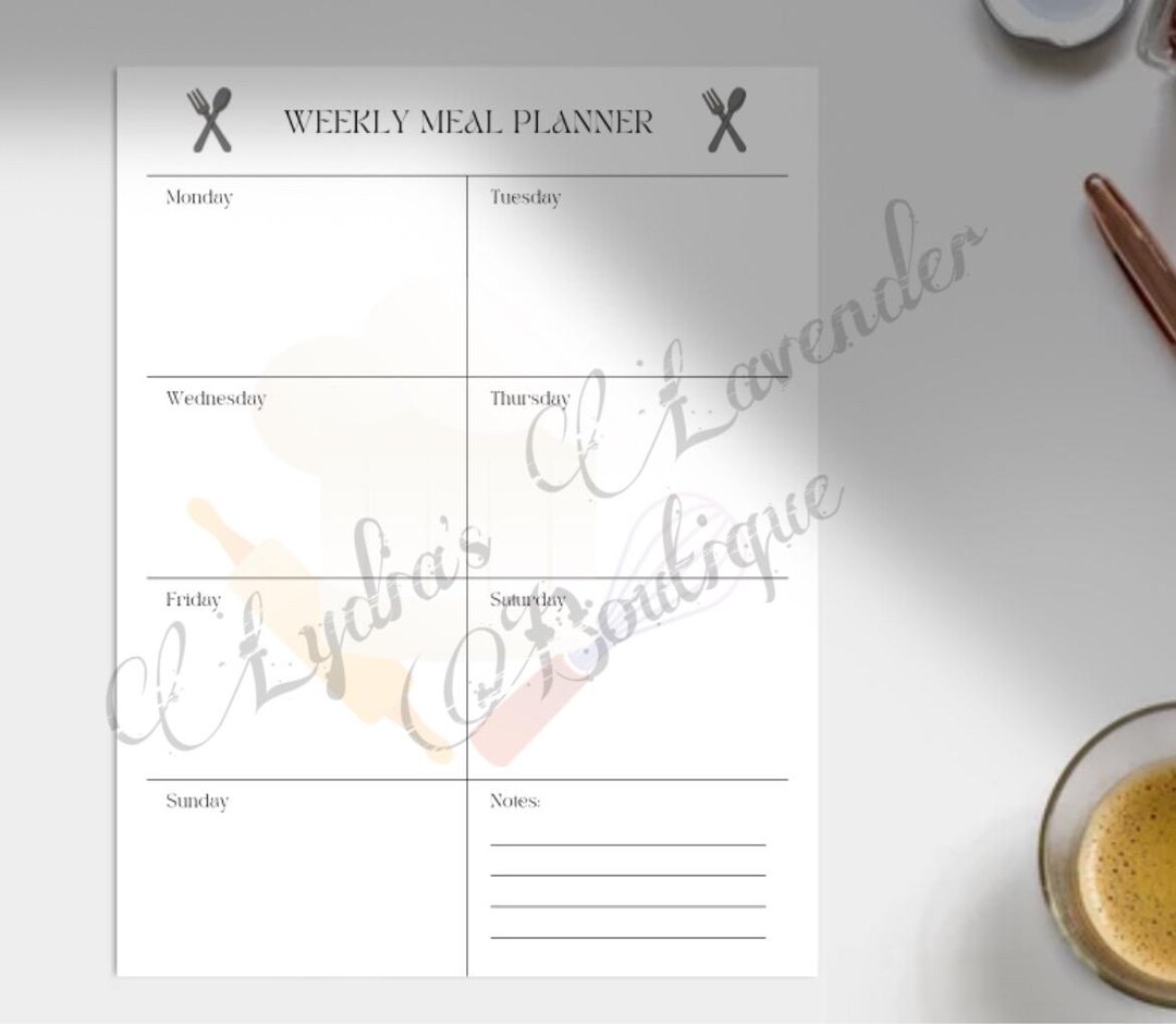 Weekly Meal Planner Template - Etsy