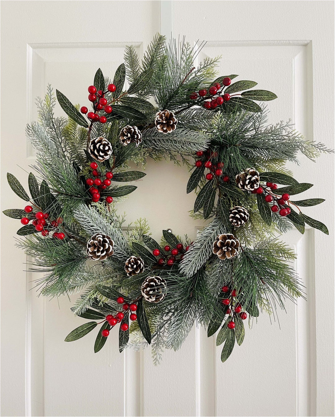 Christmas Wreath for Front Doorholiday Door Wreath Pine Red - Etsy