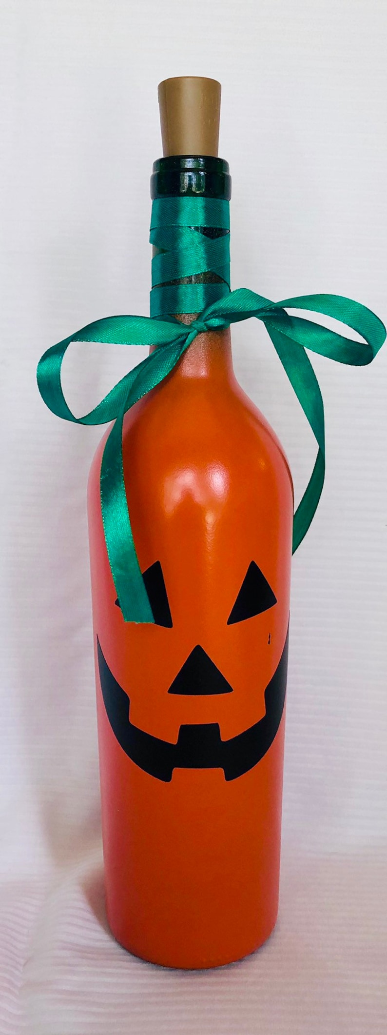 Halloween Decor. Halloween Lights. Wine Bottle Lights. Lighted Halloween Wine Bottles. Pumpkin