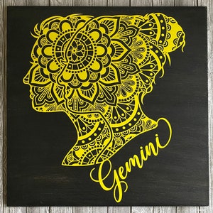 Arte de pared de Géminis, Regalo de cumpleaños de Géminis, Cumpleaños de junio, Regalo de cumpleaños de cuarentena, Decoración de pared de Mandala