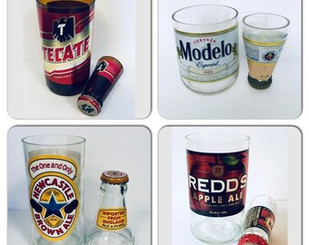 Bottle Shot Glass Tumbler Set Made From Upcycled Beer Bottles