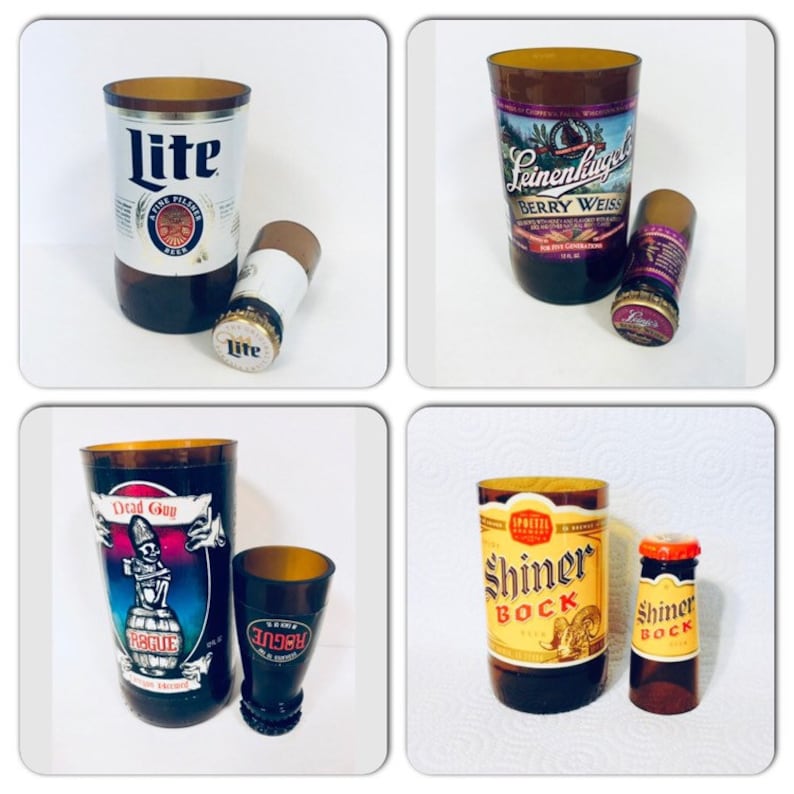 Shot Glass Tumbler Set Made With Repurposed Beer Bottles Etsy