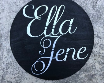 Placa personalizada com o nome do bebê, decoração para quarto de bebê, 30 cm de diâmetro