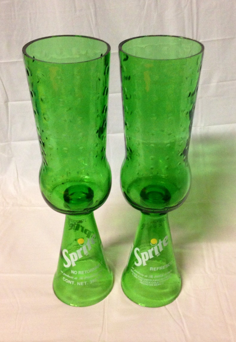 Green Glassware Sprite Soda Pop Bottle Couples Gifts Custom Wine Glasses
