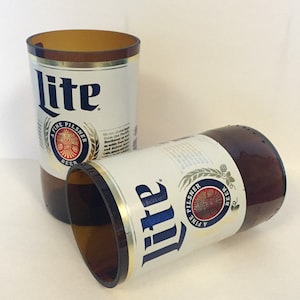 Beer Bottle Glasses, Miller Lite, Beer Gifts, Gifts For Men, Man Cave Decor, Boyfriend Gift
