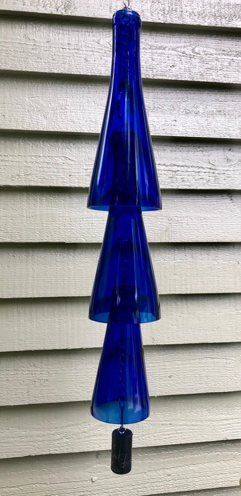 Wine Bottle Wind Chimes, Quarantine Mothers Day Gift, Outdoor Decor, Garden Art, Gift For Her, Wine Lover Gifts Blue