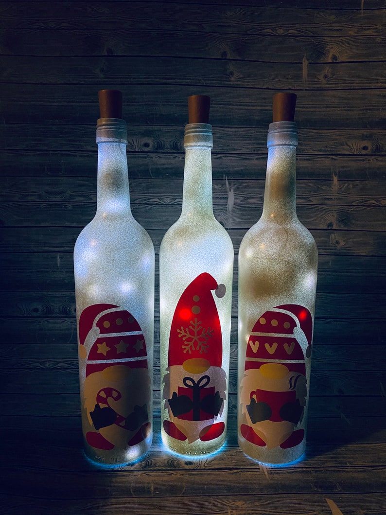 Christmas Decor. Christmas Lights. Wine Bottle Lights. Etsy