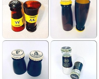 Presentes para homens amantes de cerveja: copos de shot feitos com garrafas de cerveja recicladas, lembrancinhas artesanais para festas.