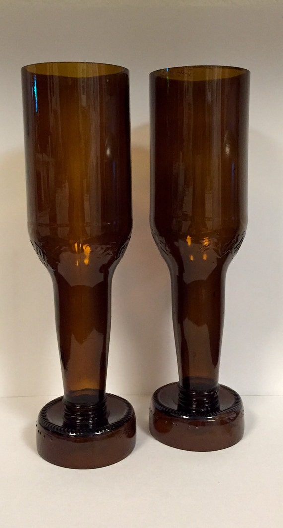 Beer Bottle Champagne Flute / Wine Glass. Recycled Glass Etsy