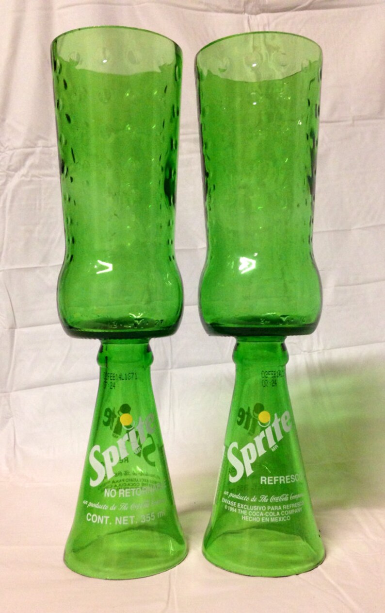 Green Glassware Sprite Soda Pop Bottle Couples Gifts Custom Wine Glasses