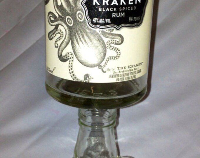 Kraken Liquor Bottle Candle Holder. Recycled Glass Bottle. Etsy