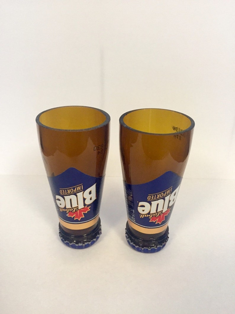 Beer Bottle Shot Glasses Labatt Blue Etsy
