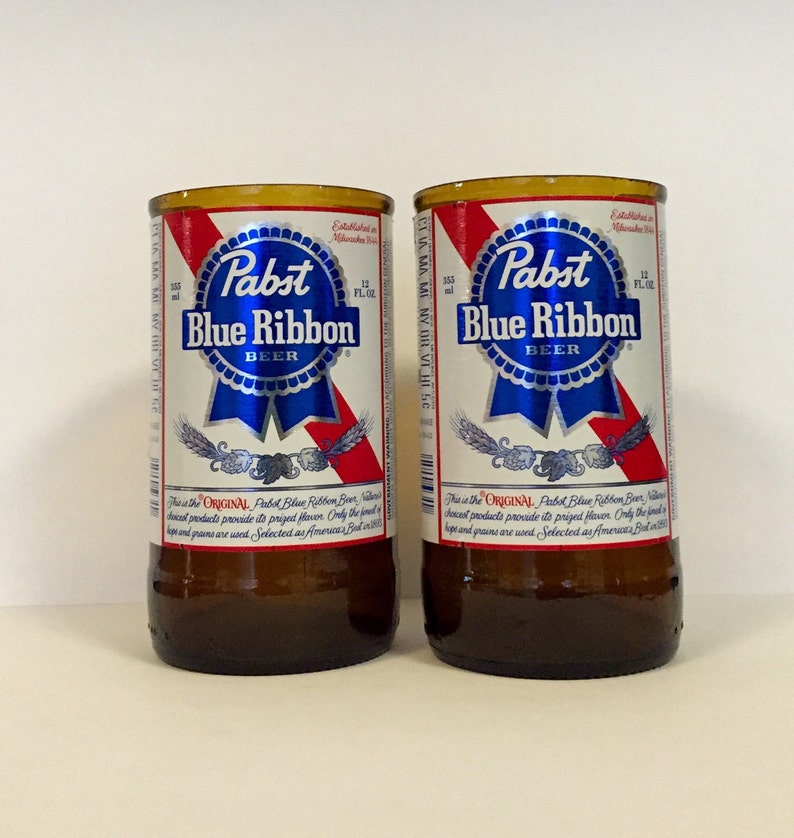 Pabst Blue Ribbon Beer Bottle Tumbler Drinking Glasses. Man Etsy