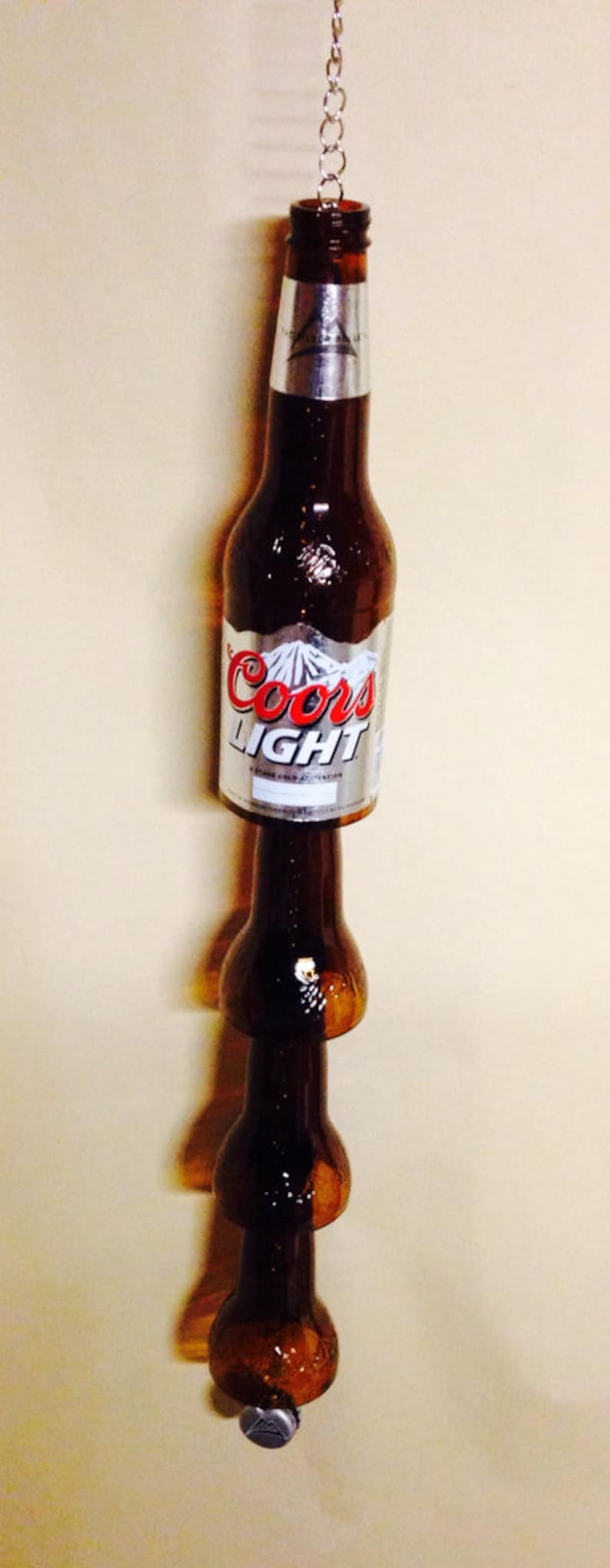 Beer Bottle Glass Wind Chime Coors Light Etsy