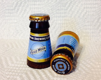 Boyfriend Gift, Blue Moon, Beer Bottle Shot Glasses, Man Cave Decor