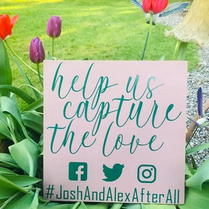 Hochzeitsdeko, Hashtag Schild, Personalisiertes Hochzeitsschild
