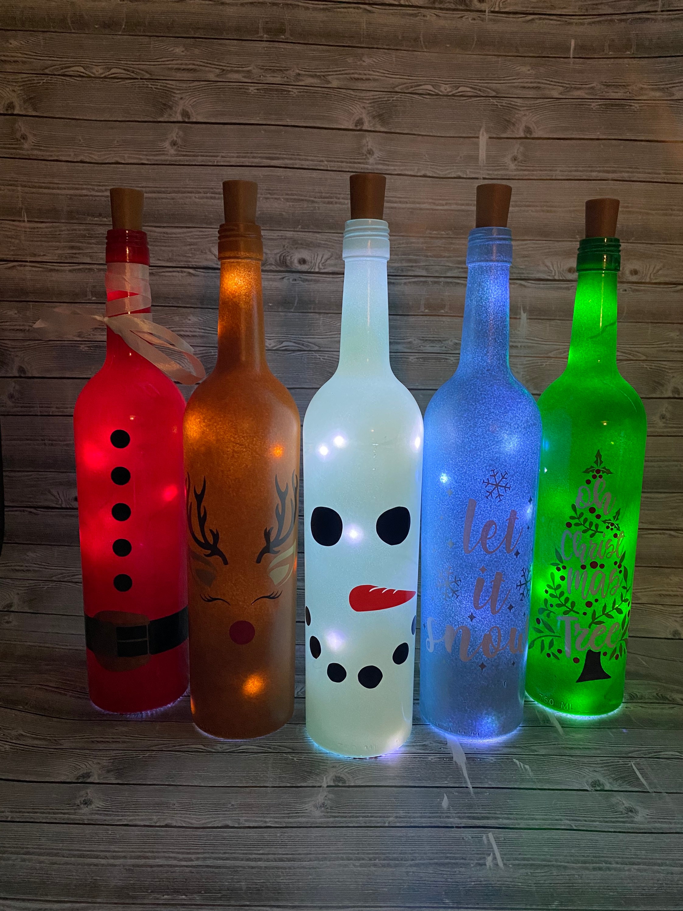 Christmas Decor. Christmas Lights. Wine Bottle Lights. Lighted Etsy UK
