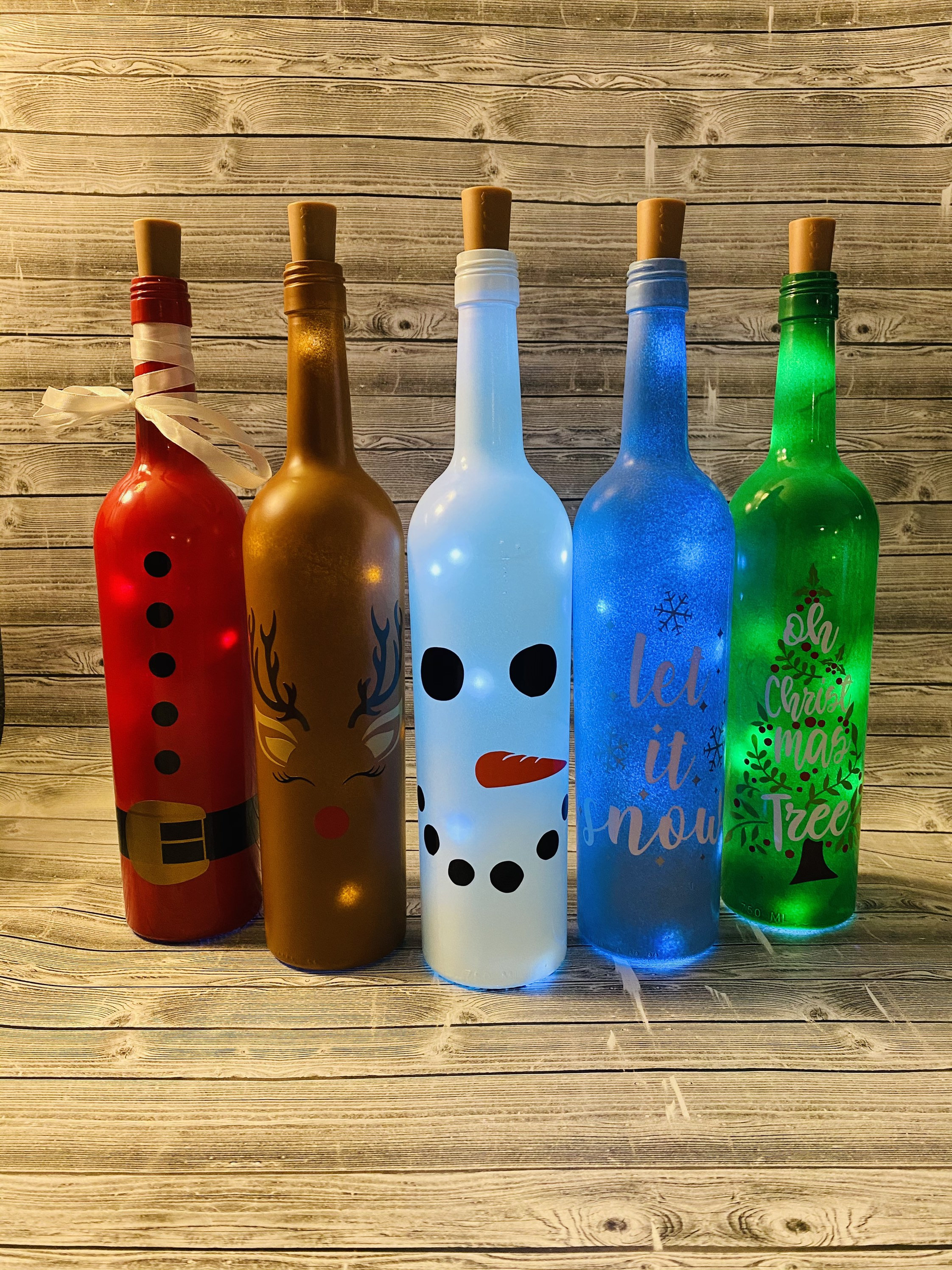 Christmas Decor. Christmas Lights. Wine Bottle Lights. Lighted Etsy UK