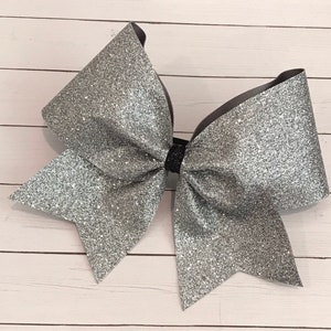 Cheer Bow Silver Glitter image 1