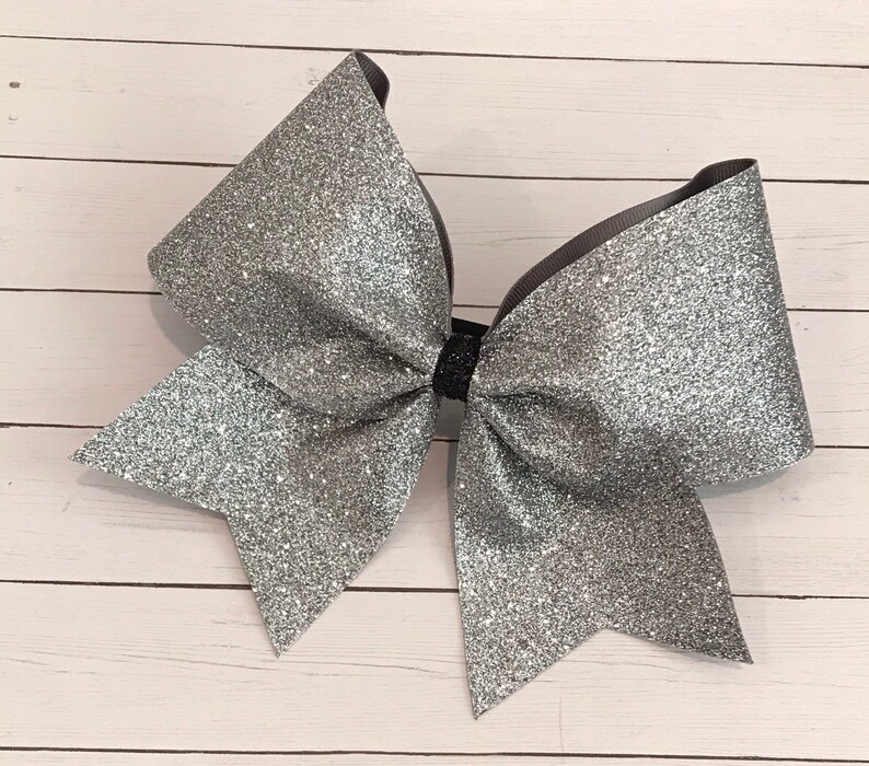 Silver Glitter Cheer Bow