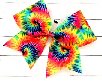 Practice Cheer Bow - Rainbow Tie Dye