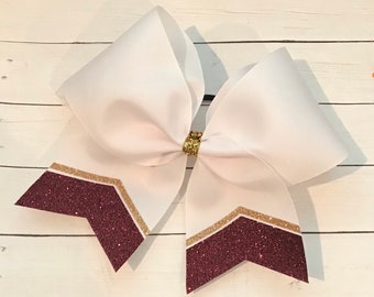 Practice Cheer Bow - Maroon and Gold Chevron (YOU CHOOSE COLORS)