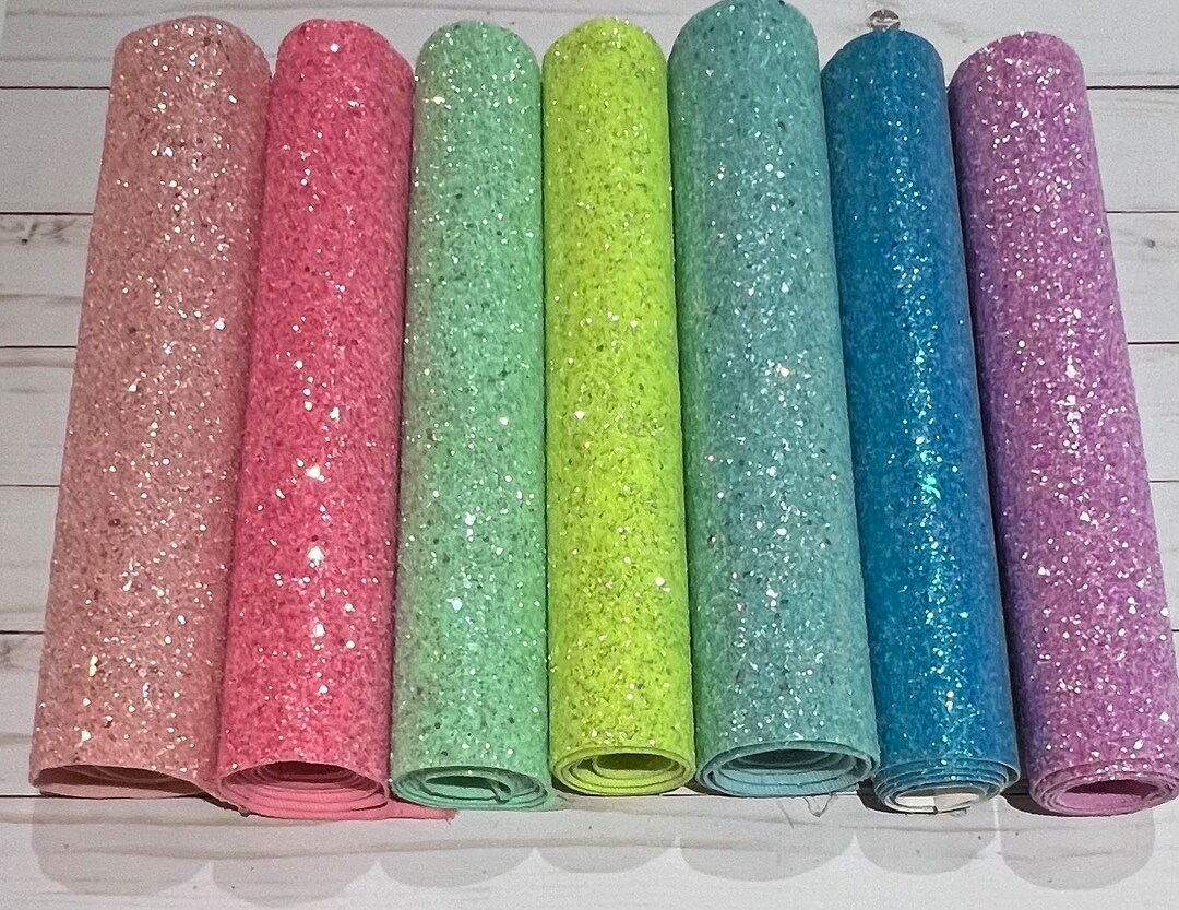 Glitter Faux Leather Glitter Fabric Glitter Sheet Hair Bow Fabric Chunky Glitter Fabric Sheet Etsy