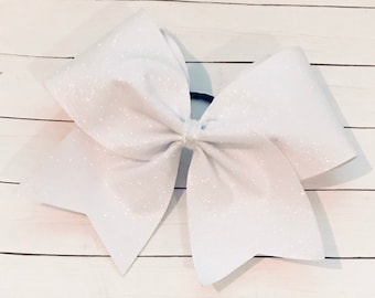 Cheer Bow - White Glitter