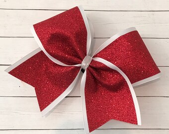 Cheer Bow - glitter on white (ALL COLORS available)