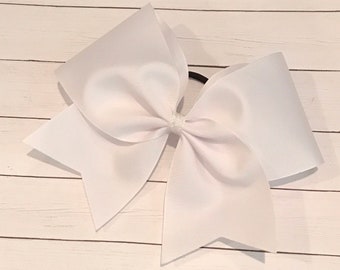 Cheer  Bow - White Ribbon
