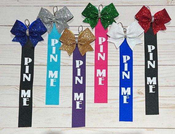 FullBidBows Pin Me Ribbon Pin Me Cheer Pin Me Bag Tag