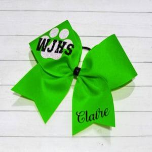 Glitter Paw Print Cheer Bow, Personalized Team Hair Bow