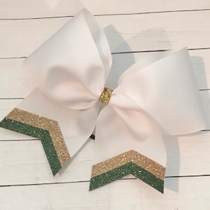 Practice Cheer Bow - green and gold Chevron