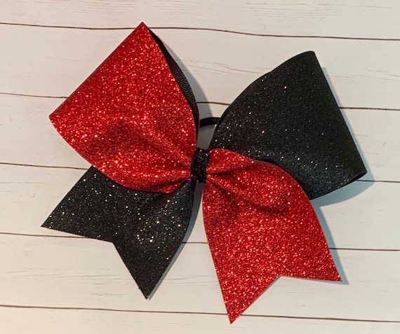 Cheer Bow - Red and Black Glitter - Etsy display picture 1