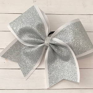 Cheer Bow - glitter on white (ALL COLORS available)