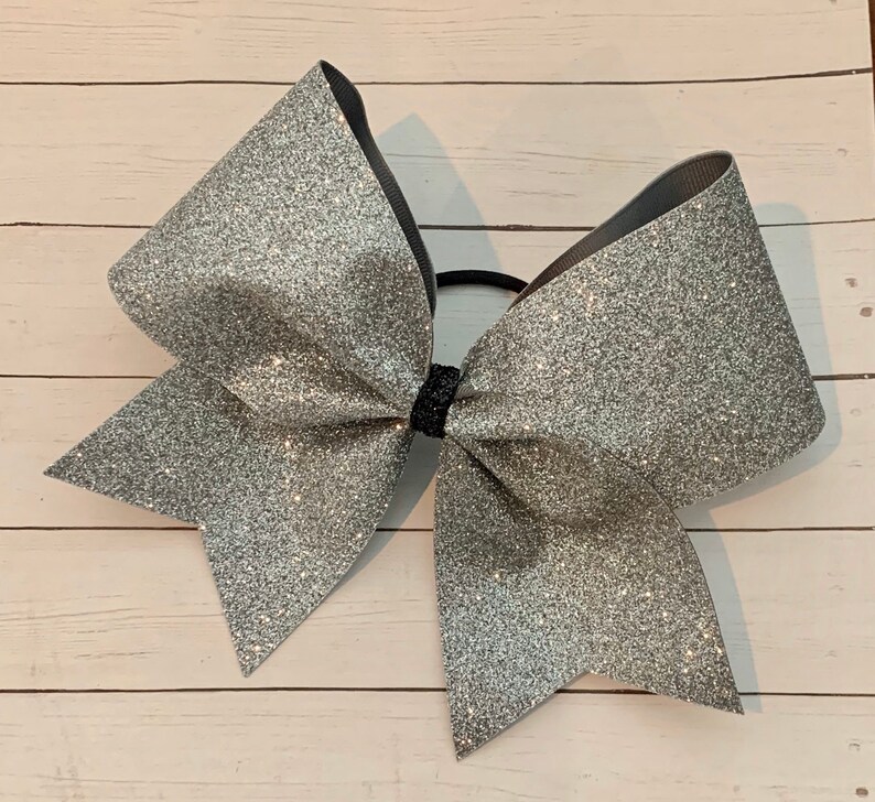 Cheer Bow Silver Glitter image 2