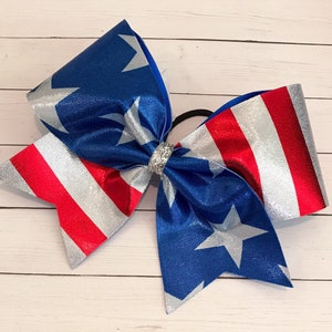 Cheer Bow - American Flag Red White and Blue