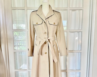 Vintage Khaki with Blue Accents Raincoat - Small to Medium