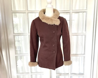 1960s Mod Fur Collar Brown Small