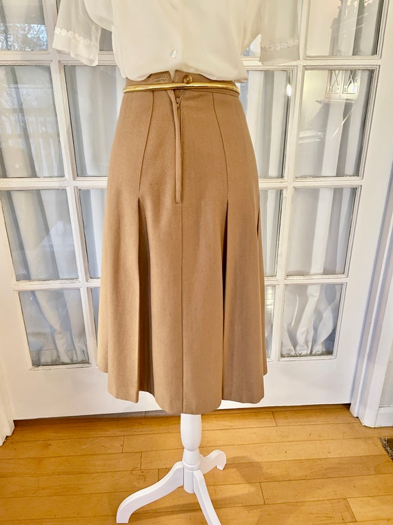 1950s Tan wool skirt. Small - image 3