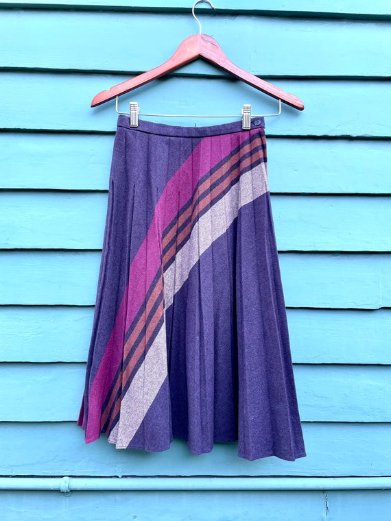 1960s Purple Striped Pleated Skirt. - image 5