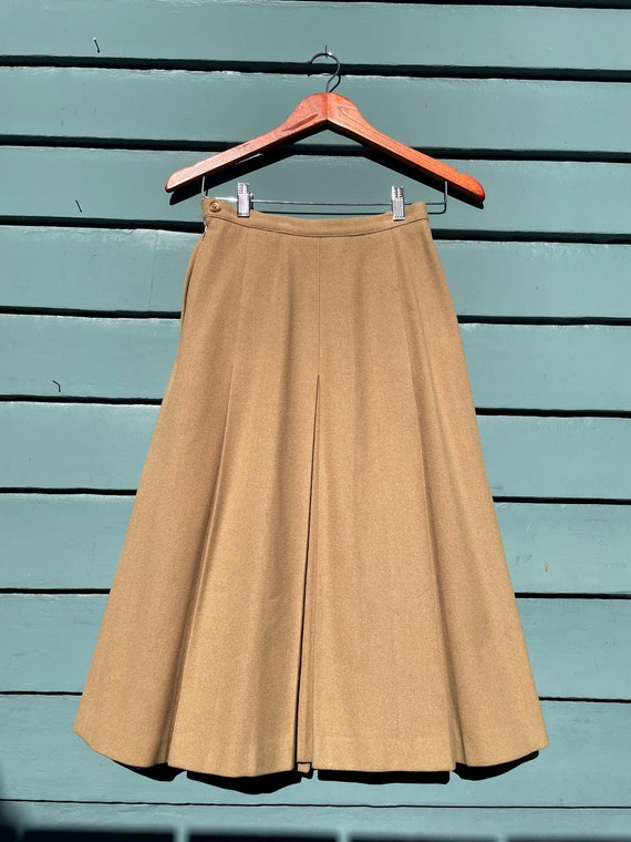 1950s Tan wool skirt. Small - image 4