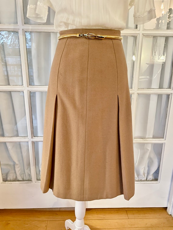 1950s Tan wool skirt. Small - image 2