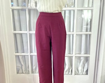 Burgundy high waist cigarette pants trousers. medium