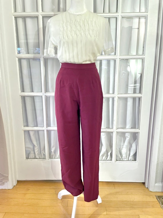 Burgundy high waist cigarette pants trousers. med… - image 1