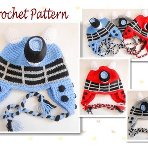 Crochet Pattern Robot Hat Earflap Beanie Character Hat Animal Hat Novelty Hat