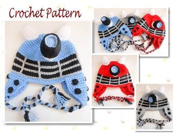 Crochet Pattern Robot Hat Earflap Beanie Character Hat Animal Hat Novelty Hat