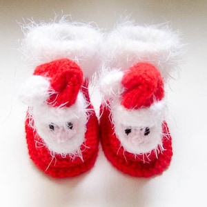 Knitting Pattern Santa Baby Booties Mittens Shoes Baby Bootees Baby ...