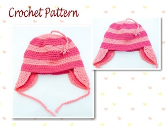 Crochet Pattern Stripey Hat Stripy Hat Earflap Beanie Character Hat Novelty Hat Striped Hat